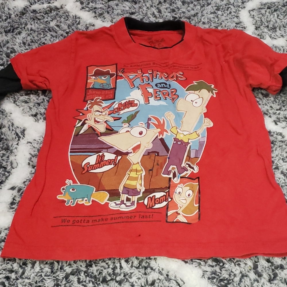 Boys vintage phineas and ferb long sleeve